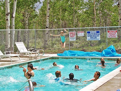 A jump into the pool offers an escape from the heat (no diving allowed).