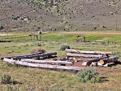 The Tabby Mountain Lodge Fire Pit looking northeast toward the Tent City area.