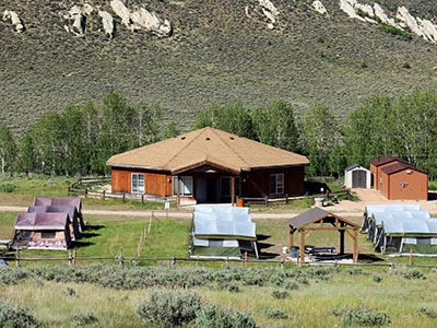 The Conference Center can be seen looking past Tent City.